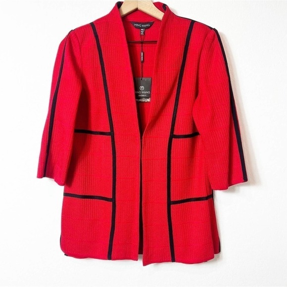 Ming Wang Jackets & Blazers - Ming Wang Heritage Fit Red Black Women Sweater or Blazer Top Petite Smal…